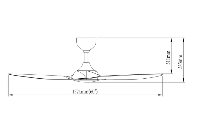 Kairos - 60 inch Matt Black - Cheery Wood  - Remote control ceiling fan
